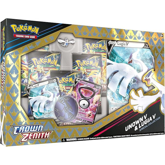 Crown Zenith Collection Box. Lugia V & Unown V. Front.