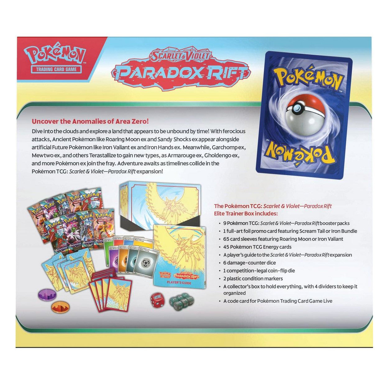 Pokemon TCG. Paradox Rift ETB. Back.