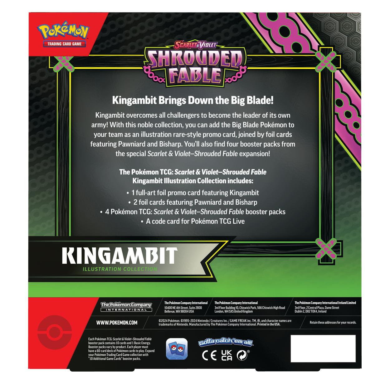 Pokemon TCG. Shrouded Fable Kingambit Collection. Back.