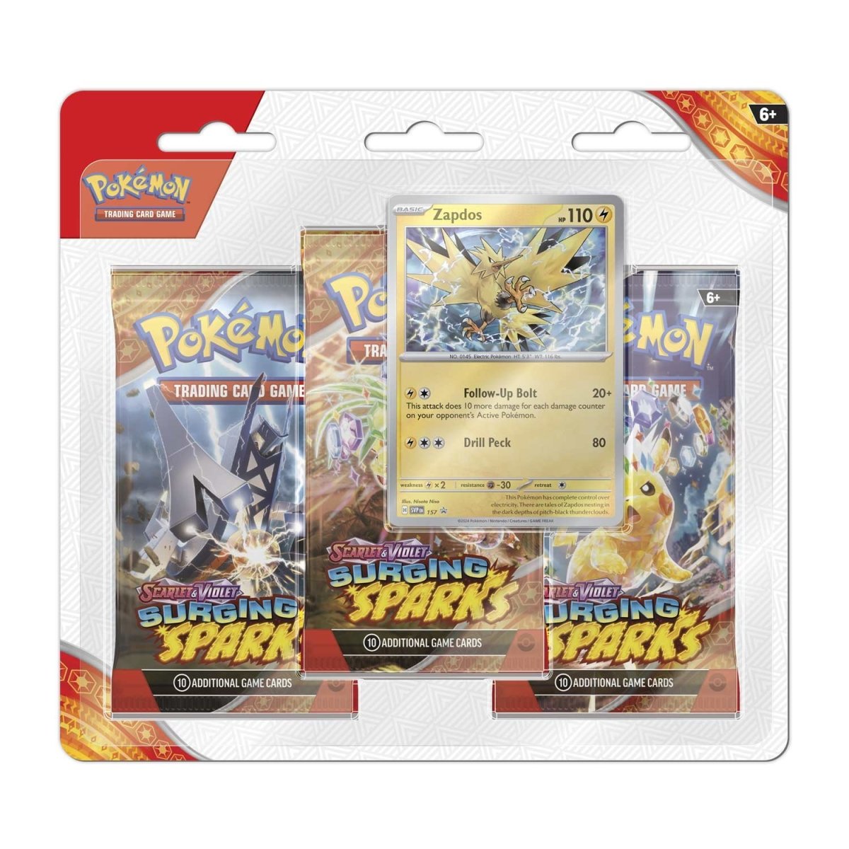 Pokemon TCG. Surging Sparks Blister Pack. Zapdos.