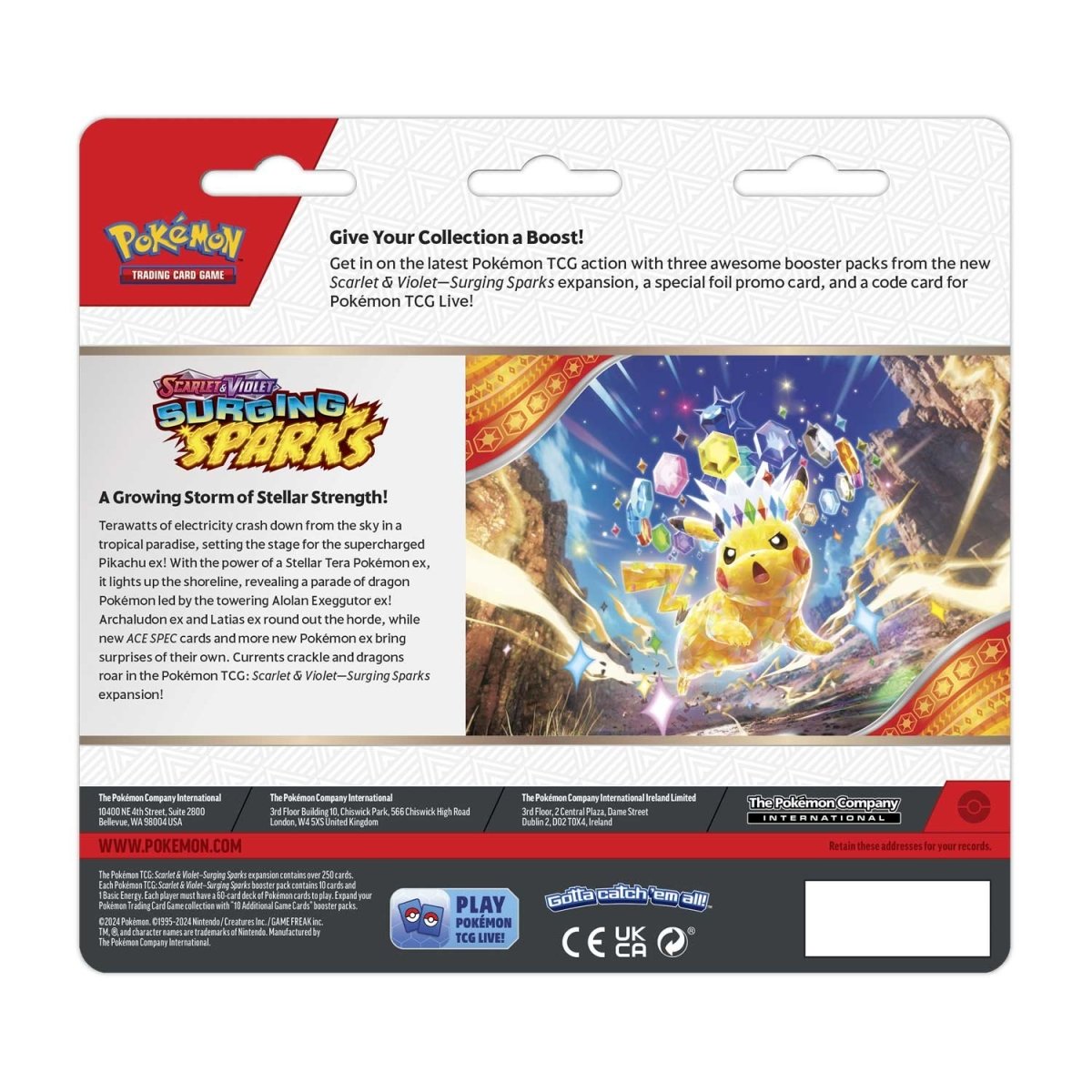 Pokemon TCG. Surging Sparks Blister Pack. Zapdos. Back.
